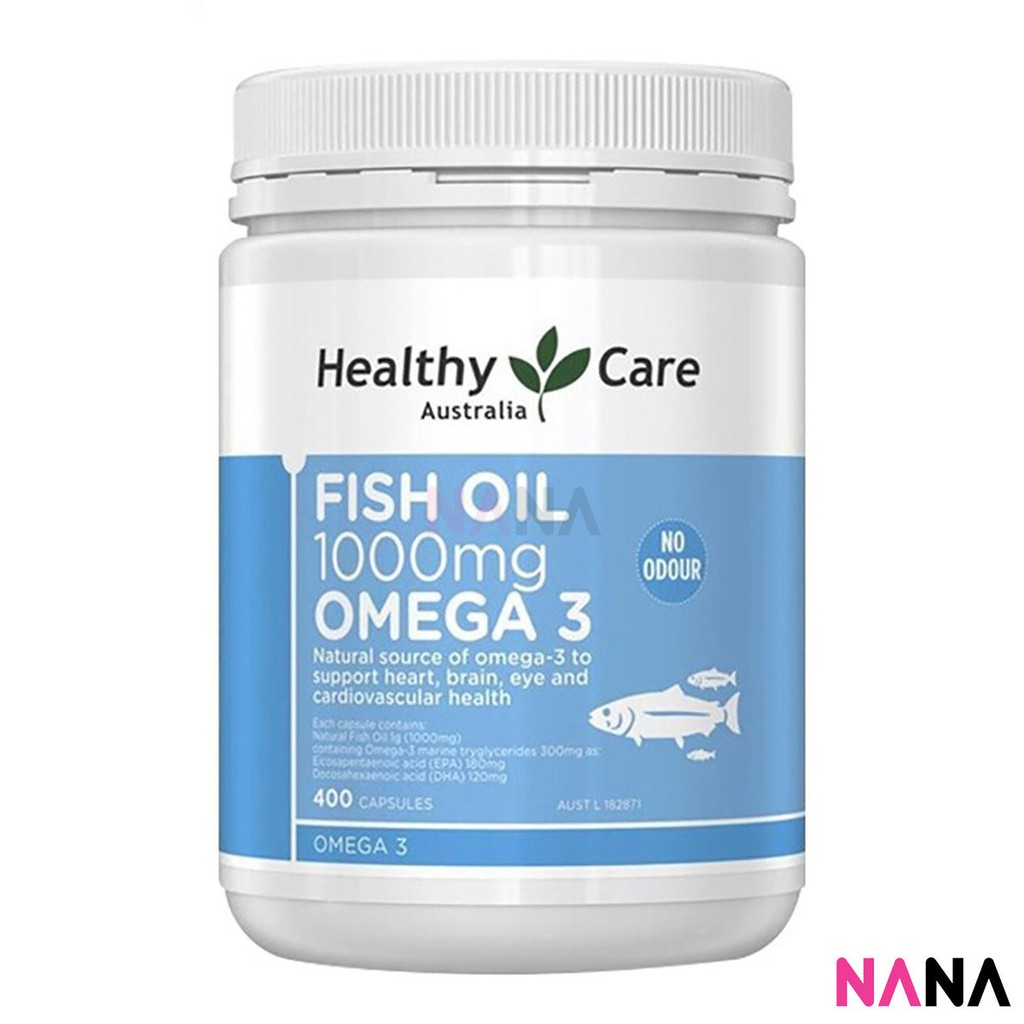 Healthy Care Fish Oil 1000mg Omega 3 400 Capsules อาหารเสริมน้ำมันตับปลา 1000มิลลิกรัม โอเมก้า 3 400 แคปซูล (หมดอายุ:10 2025)