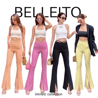 New!!! กางเกงขายาวทรงเอวสูงผ่าชายขาบาน detail เส้นผูกขอบเอวสูง sexy เบาๆ by BELLEITO จัดด่วนค่ะ