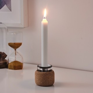 🕯 ที่ใส่เทียนทีไลท์ ที่ใส่เชิงเทียน FÖRENLIG Candlestick/tealight holder, clear glass/cork2 ¾ by ikea