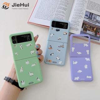 Jiehui เคสโทรศัพท์มือถือแฟชั่น ลายสัตว์เล็ก สําหรับ Samsung Z Flip5 Z Flip4 Z Flip3