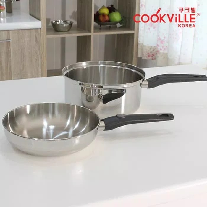 Cookville 2 in 1 กระทะทอดและกระทะซอส Stainless / ชุดทําอาหาร