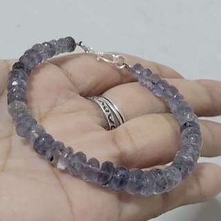 สร้อยข้อมือหินแท้ไอโอไลท์ อะไหล่เงินแท้ (Natural Iolite Beads Bracelet)