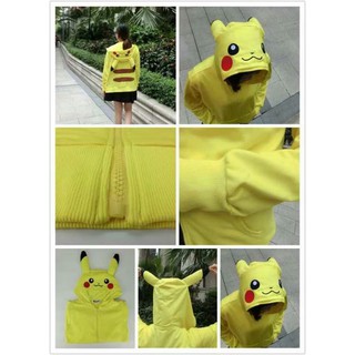 Pocket Monster Pikachu Pokemon Long Sleeve Zipper Jacket with Hoodie แจ๊คเกต โปเกม่อน ปิกาจู ซิบหน้า แขนยาว