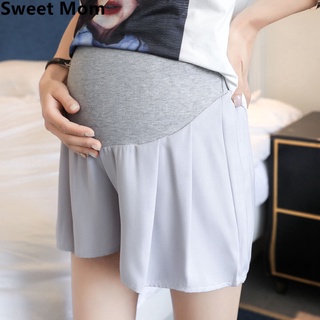 รองรับเอว Pregnant Women Chiffon Loose Abdominal Pants Plus Size Maternity Belly Shorts cdok