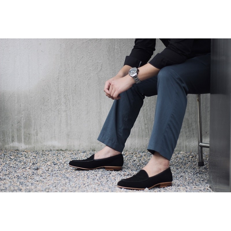 พร้อมส่ง British รองเท้าหนังกลับ รุ่น Belgian Loafers (Black)