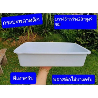 สีเทาครับ ถาดพลาสติก  43*28*9ซม เล็กครับ อย่างหนา  กระบะใส่ของ ถาดเก็บของ  กระบะพลาสติก ตะกง ถาดตะกง