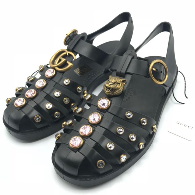 rubber sandal with crystals