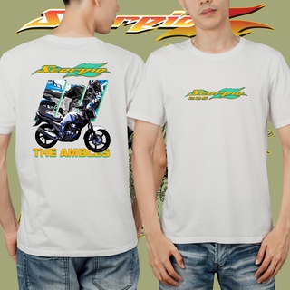 แขนสั้นcrew neckเสื้อยืด พิมพ์ลายกราฟฟิค Yamaha Scorpio 225cc The Ambles สีขาว ดํา น้ําเงิน คุณภาพพรีเมี่ยม S-XX