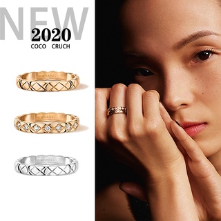 2022 New Best Seller Coco Crush Ring Quilted Motif Mini Version 18k Beige Gold with Diamonds