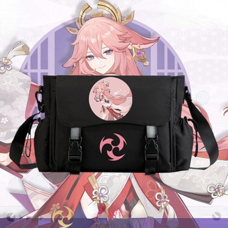 Yae Miko Messenger Bag Genshin Impact Shoulder Bag Unisex Anime Fox School Bag Game Student Envelope Bag New Cute Cartoon Inazuma