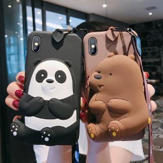 เคส Redmi 8 8A 3D Cartoon We Bare Bears กระเป๋าซิปกระเป๋าโทรศัพท์ zipper wallet Soft phone case lanyard เคส redmi 7 7A4 4x 5 5A 5plus 6 6A phone case