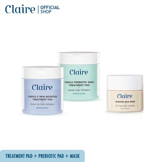 Claire Triple C Treatment Pad + Triple Prebiotic Treatment Pad + Sleeping Milk Mask Plus Collagen