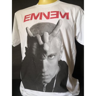 เสื้อยืดพิมพ์ลายเสื้อวงนำเข้า EMINEM Devil Finger Horns Slim Shady 8Mile Rapper Hip Hop B-Boy MC Hip-Hop Hiphop Rap Styl