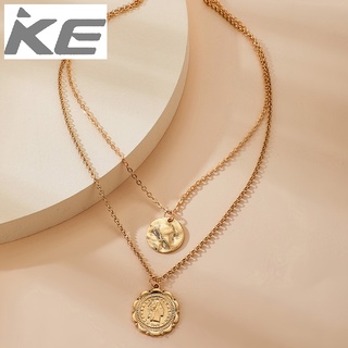 alloy man head pendant necklace Simple disc multi-necklace for women for girls for women low p