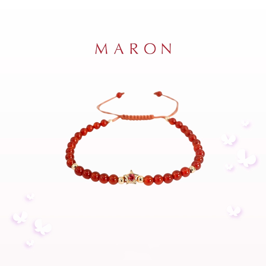 MARON - My Lucky Stars Bracelet with Carnelian (Orange Sapphire) (เชือกถัก) สร้อยข้อมือหินXอัญมณีมงค