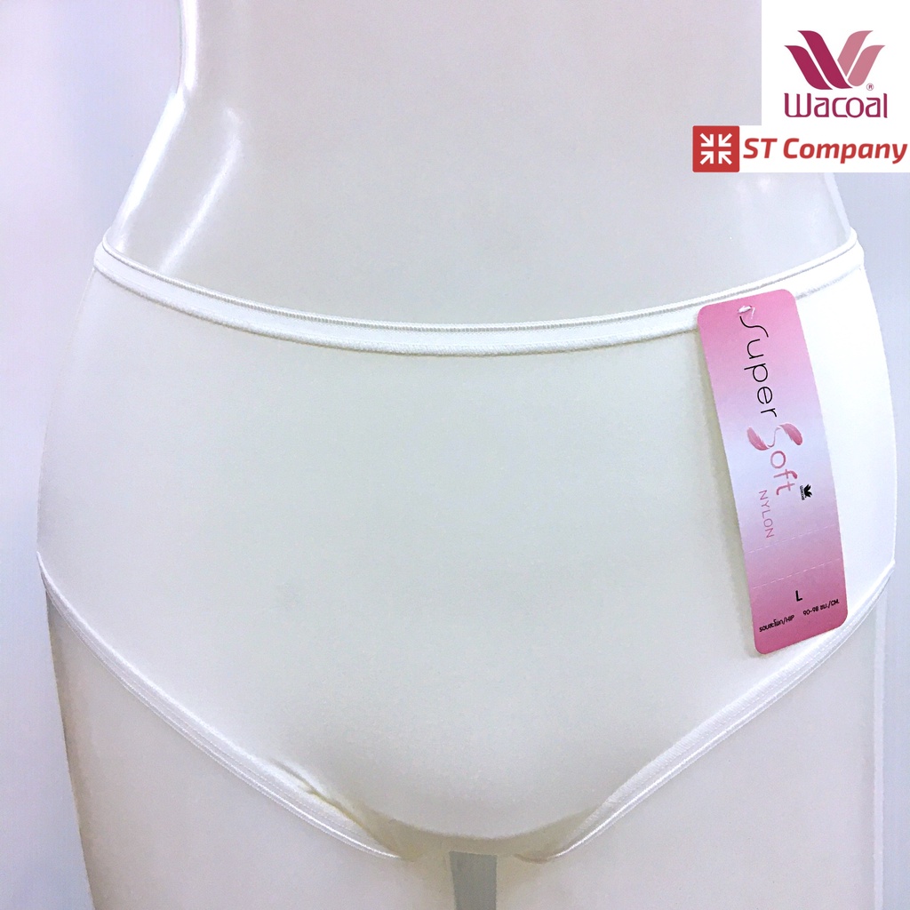 Wacoal Super Soft Short ทรงเต็มตัว เอวสูง สีครีม Cream (1 ตัว) รุ่น WU4992 ขอบเรียบ กางเกงในหญิง วาโ