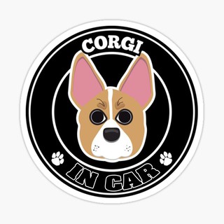 สติ๊กเกอร์ติดรถ แต่งรถ สติ๊กเกอร์ แม่เหล็กติดรถยนตร์ สติ๊กเกอร์หมา Corgi in Car  - DGC25