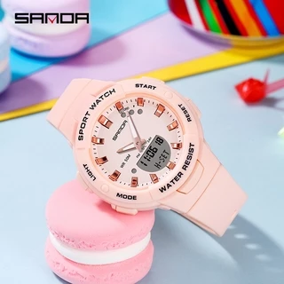SANDA นาฬิกาข้อมือดิจิทัล กันน้ำ หรูหรา อเนกประสงค์ สำหรับผู้หญิง