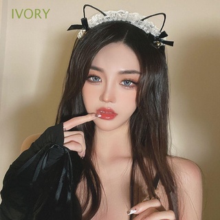 Ivory ที่คาดผม ประดับโบว์ กันลื่น อินเทรนด์หรูหรา สไตล์เกาหลีวินเทจ สําหรับผู้หญิง