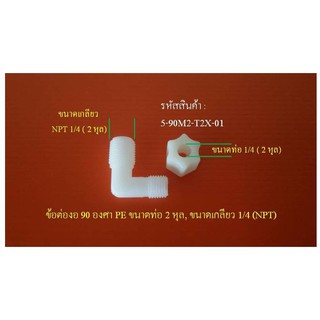 ข้องอ 90 องศา ขนาดท่อน้ำ 1/4" (ท่อ 6มม ท่อสีขาว) + ฝาครอบ ,ขนาดเกลียวน้ำเข้า 1/4" (ความโตของเกลียว 13 มม)