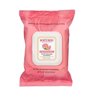 BURTS BEES แผ่นเช็ดทำความสะอาดผิวหน้า Facial Cleansing Towelettes With Pink Grapefruit ผลิตภัณฑ์ทำความสะอาดใบหน้า ผลิต