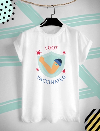 เสื้อยืดวัคซีน โควิด ฉันฉีดวัคซีนแล้ว Im Vaccinated ใส่สบาย ไม่ยืด ไม่ย้วย