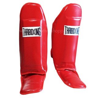 THAIBOXING สนับแข้งมีปลายขาหนังเทียม สีแดง