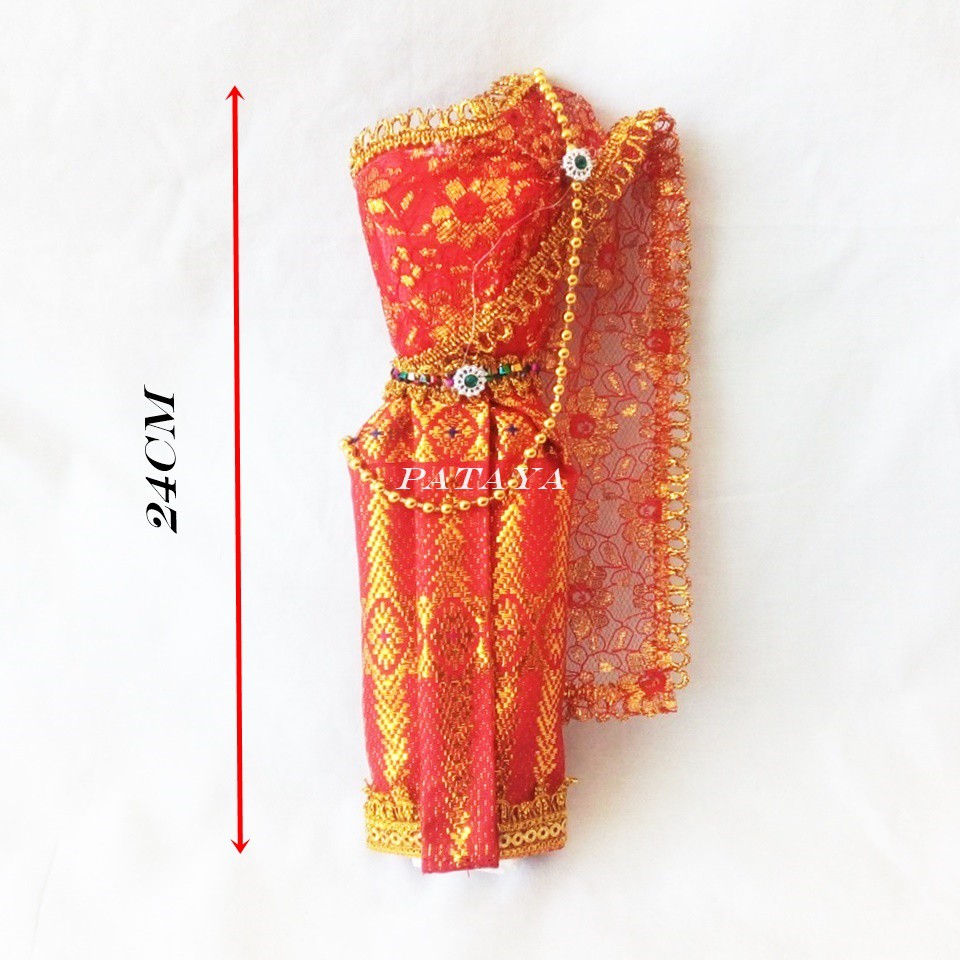 ชุดแก้บน ชุดไทยขนาดเล็ก สำหรับถวาย กุมารี นางไม้ นางกวัก แม่ตะเคียน กุมาร ชุดไทย ชุดไทยแก้บน กุมาร สีแดง 1ชุด