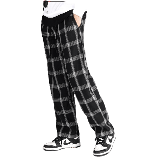 โปรโมชั่น : 9FEBกางเกงขายาวลายสก็อต กางเกงลายสก๊อต Plaid pants ทรงกระบอก