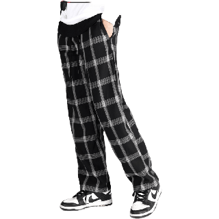 9FEBกางเกงขายาวลายสก็อต กางเกงลายสก๊อต Plaid pants ทรงกระบอก