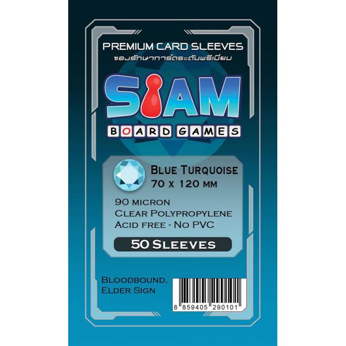 ซอง ซองใส ซองใส่การ์ด สยามบอร์ดเกมส์ Siam Board Games Premium Card Sleeve Blue Turquoise 70x120 mm