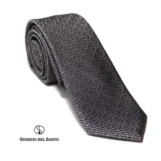 Giorgio Del Sarto Silk-Cotton Necktie Size Slim Grey with Fabric Texture เนคไทสีเทาลายพื้นมีเท็กเจอร์