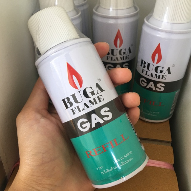แก๊สกระป๋อง สำหรับเติม ไฟแช็ค Buga gas ขนาดกลาง 132 ml.