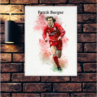 โปสเตอร์ ผ้าแคนวาส Patrik Berger Liverpool แพทริก เบอร์เกอร์ ตำนาน นักเตะ ลิเวอร์พูล ภาพวาด ศิลปะ นักบอล นักฟุตบอล