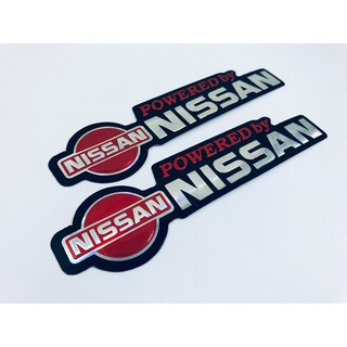 สติ๊กเกอร์ Nissan นิสสัน สีแดง โลโก้ สติกเกอร์ 2ชิ้น แต่งรถ ติดรถ รถยนต์ รถกระบะ 3D ตัวนูน ติดกระจก ท้ายรถ Logo Sticker