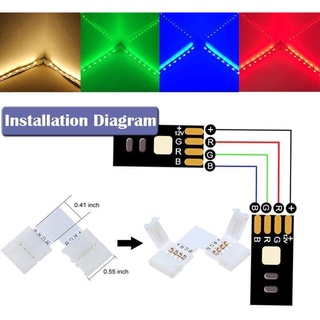 แถบเชื่อมต่อสายไฟ LED RGB 4 Pin 10 มม. 90 องศา สําหรับ SMD 3528 5050 2835