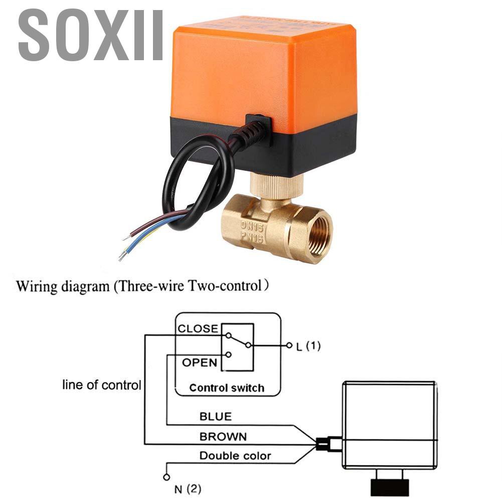 Soxii Ac 220v Brass Electric Motorized Ball Valve 2 Way 3‑wire 1 6mpa