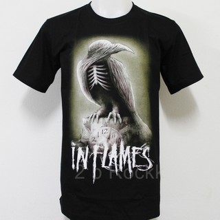 เสื้อยืดผ้าฝ้ายพิมพ์ลายเสื้อวง IN FLAMES เสื้อยืด เสื้อ อิน เฟลมส์ size ยุโรป SI125