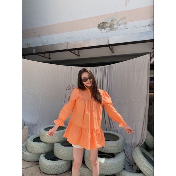 Tshoppp Official เสื้อเชิ้ตแขนยาวคอตั้ง