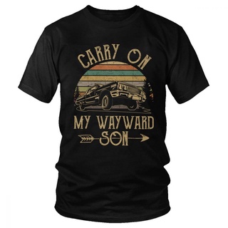 คอตต้อนคอกลมขายดี เสื้อยืดลําลอง แขนสั้น พิมพ์ลาย Carry On My Wayward Son Dark Heather สไตล์วินเทจ สําหรับผู้ชาย CBicpj1