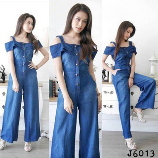 จั้มสูทยีนส์  Jumpsuit jeans ชุดกางเกงยีนส์  Leonine J6013