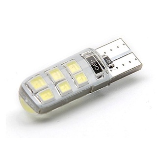 หลอดไฟซิลิกา LED T10 194 168 W5W 2835 ชิป 12SMD 7 สี สําหรับติดป้ายทะเบียนรถยนต์ 1 ชิ้น