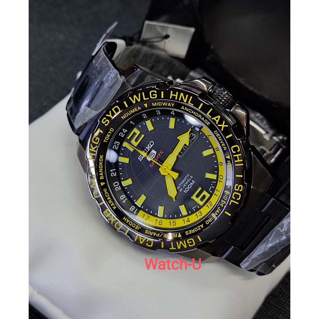 นาฬิกา SEIKO 5SPORTS GMT สแตนเลสรมดำ รุ่น SRP689K1 SRP689K SRP689