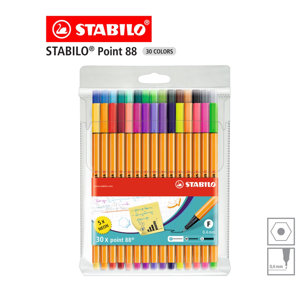 [Official Store] STABILO Point 88 ปากกาสี หมึกน้ำ Fibre-Tip Pen ชุด 30 สี ปากกาหัวเข็ม ปากกาหัวสักหลาด