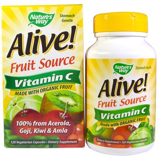 Natures Way, Alive!, Fruit Source, Vitamin C, 120 Veggie Caps