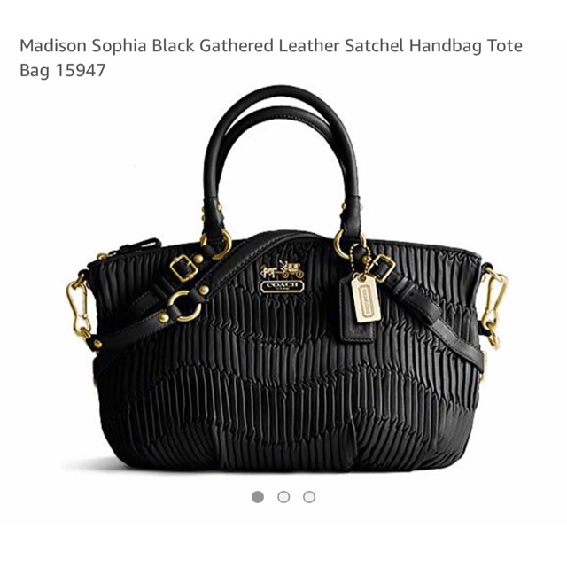 Coach Madison Sophia black gathering leather