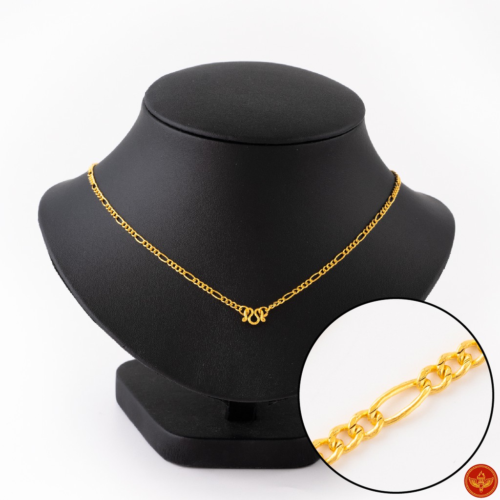 LSW สร้อยคอทองคำแท้ 1 สลึง (3.79 กรัม) ลายตราม้าโปร่ง NC-74