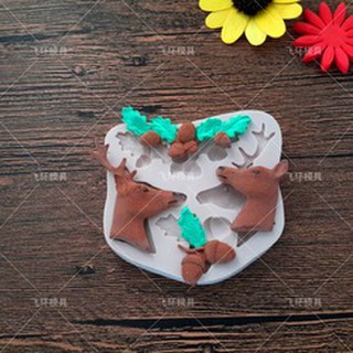 แม่พิมพ์ ซิลิโคน รูปกวาง 3D Fawn Pinecone Fondant