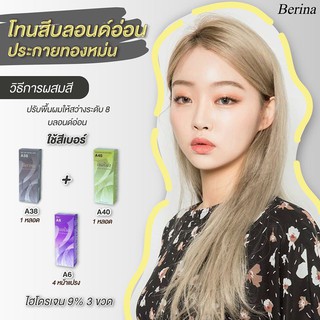 Berina เบอริน่า เซตสีผม โทนสีบลอนด์อ่อน ประกายทองหม่น (A38 / A40 / A6)