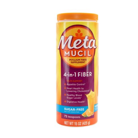 Metamucil, Psyllium Husk Powder Fiber Supplement, Plant Based, Sugar-Free 4-in-1 Fiber for Digestive